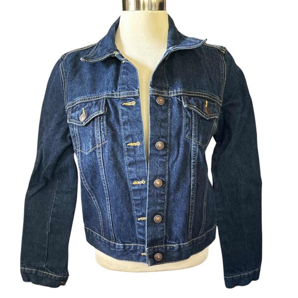 Trafaluc Jean jacket button down front ling sleeves w/button 100% cotton Sz L